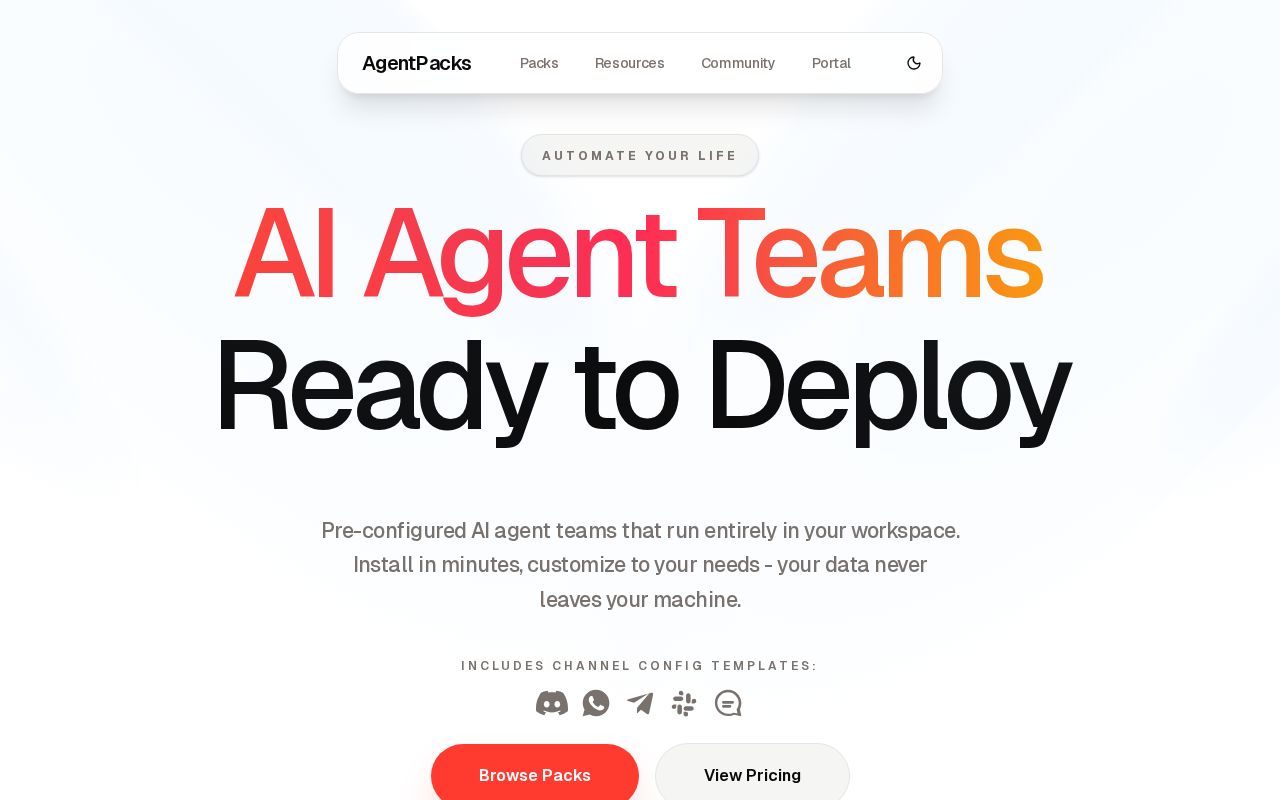 AgentPacks — Prebuilt Agents tool screenshot