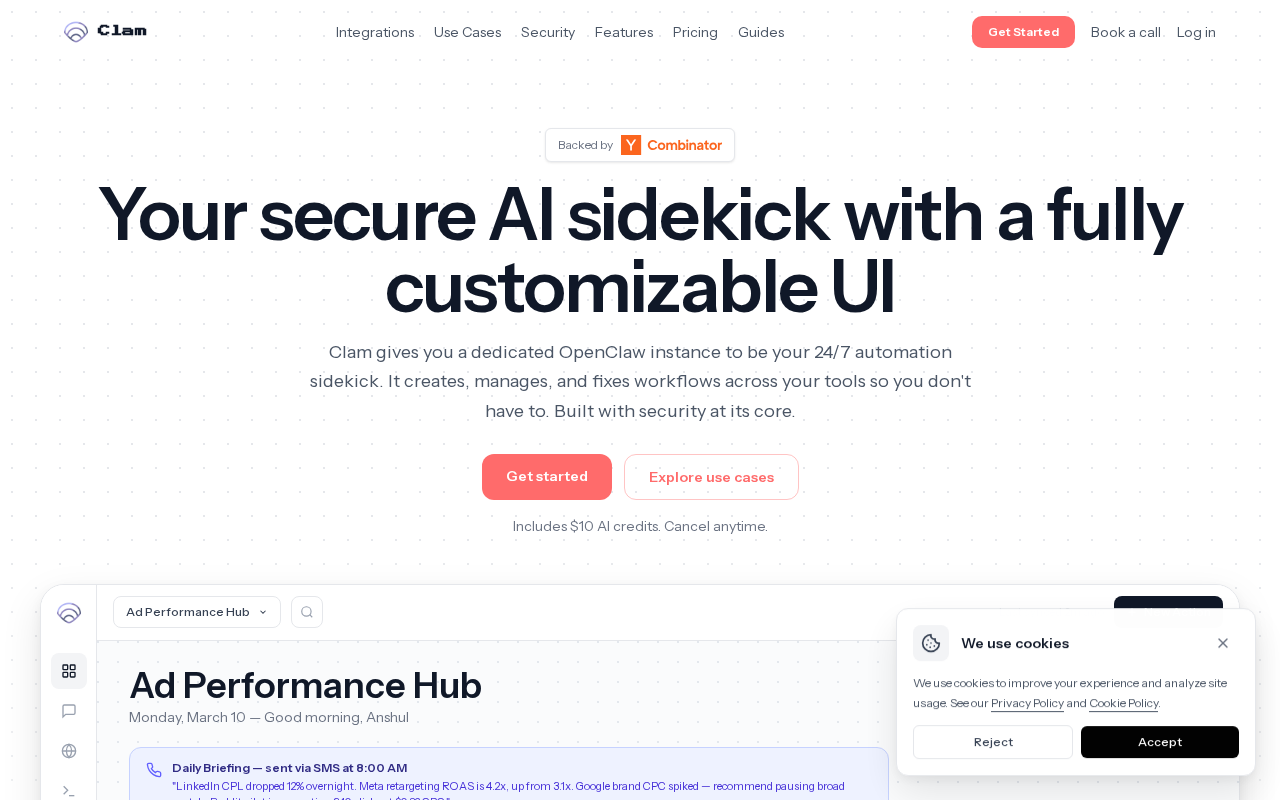 Clam — Hosting tool screenshot