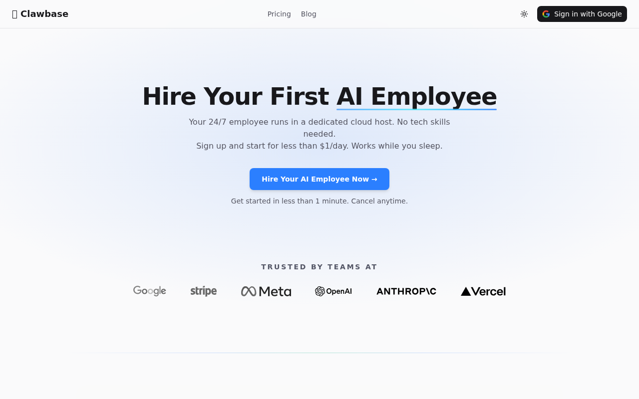 Clawbase — Hosting tool screenshot