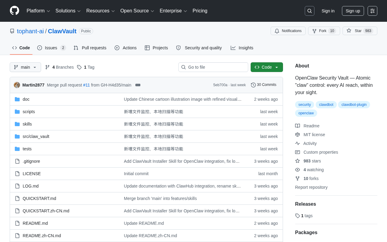 ClawVault — Security tool screenshot