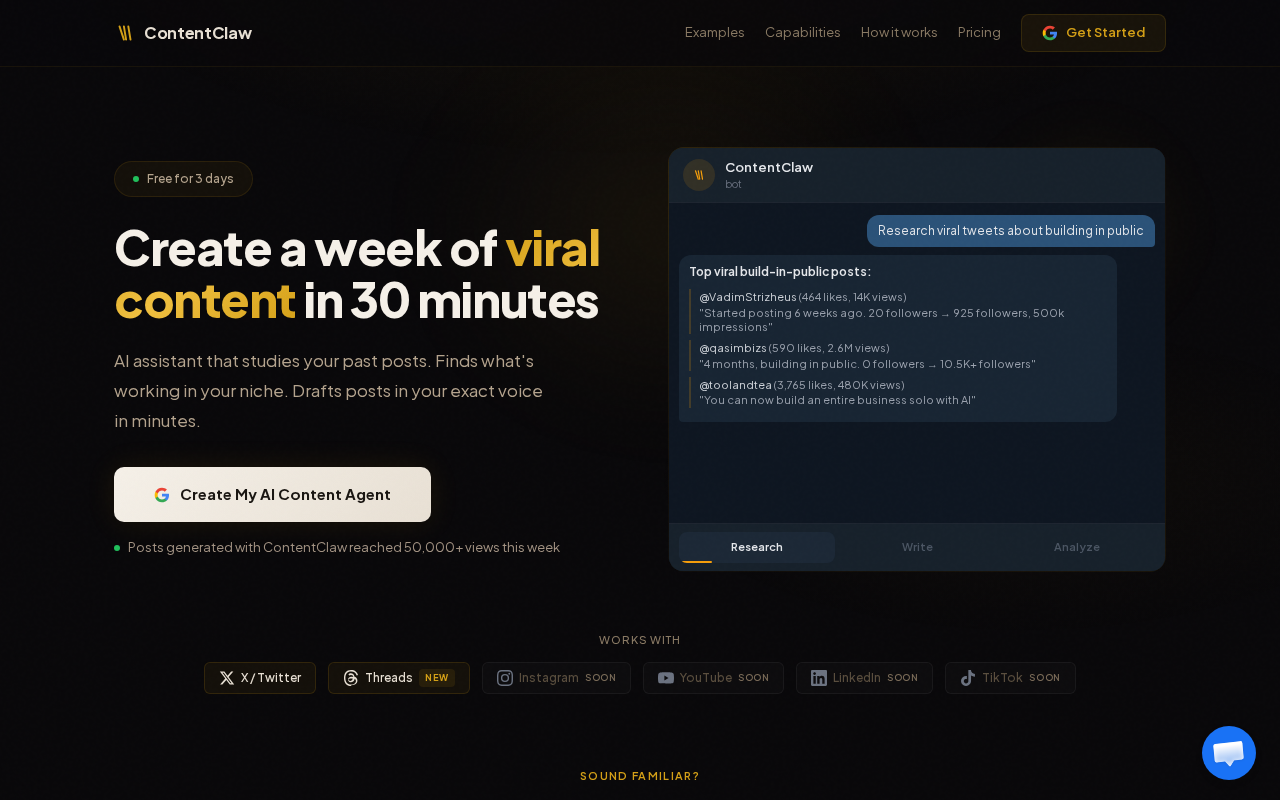 ContentClaw — Social tool screenshot