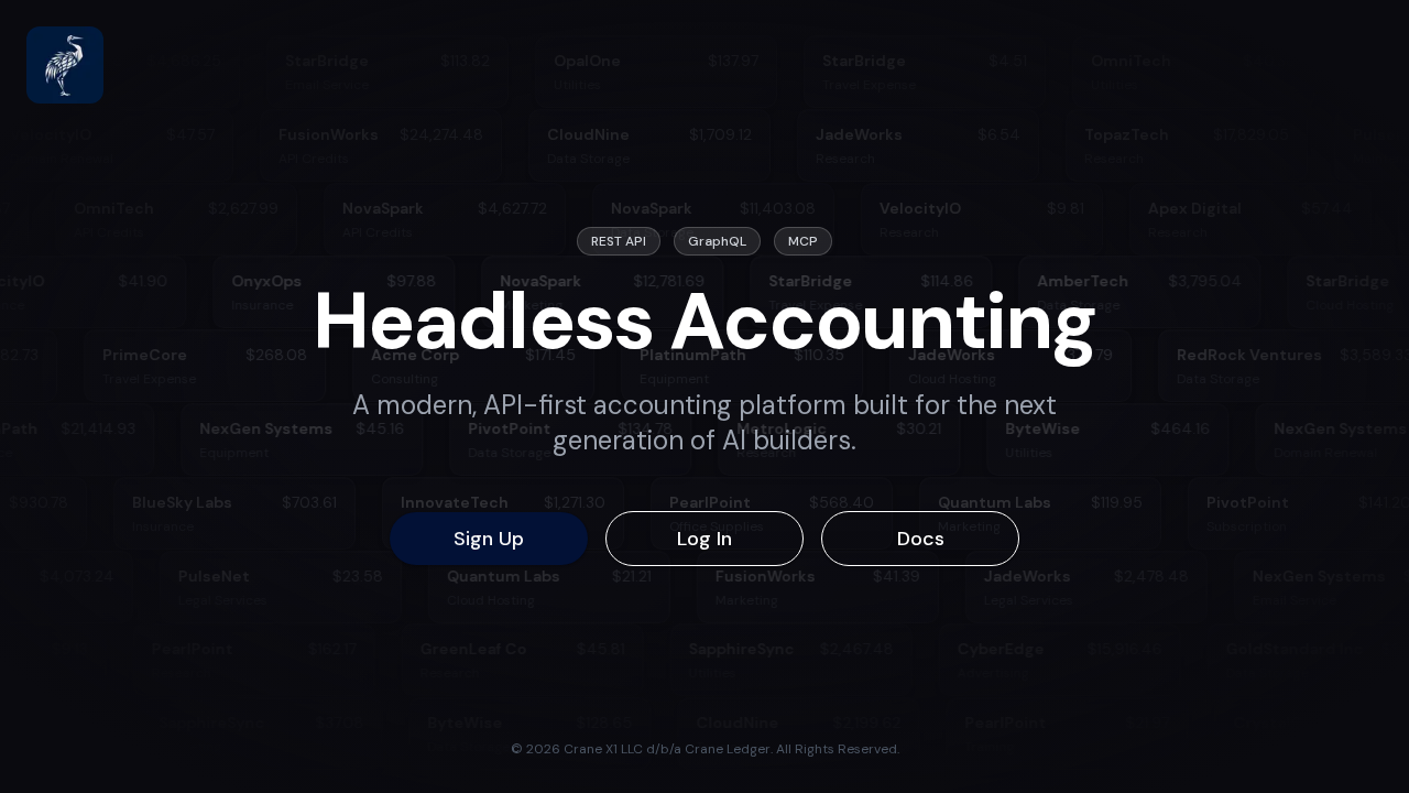 Crane Ledger Infrastructure tool screenshot — openclaw.ai