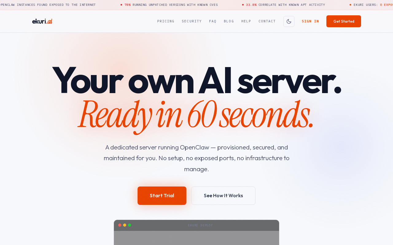 ekuri — Hosting tool screenshot
