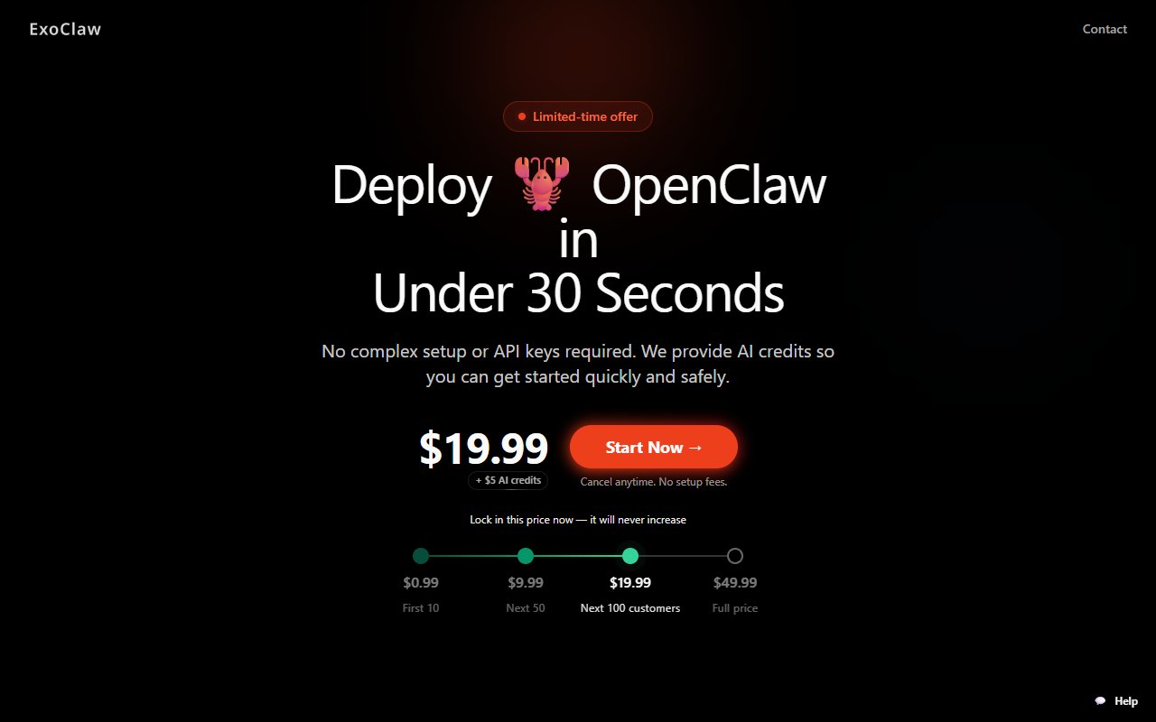 ExoClaw — Hosting tool for openclaw.ai