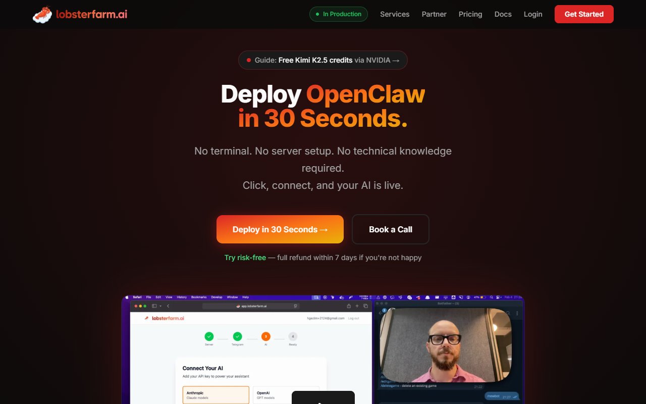 lobsterfarm Hosting tool screenshot — openclaw.ai