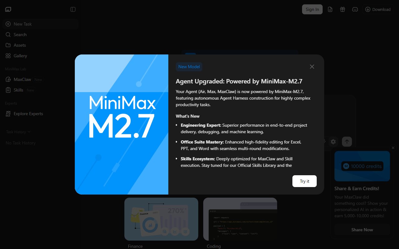 MiniMax Agent Hosting tool screenshot — openclaw.ai