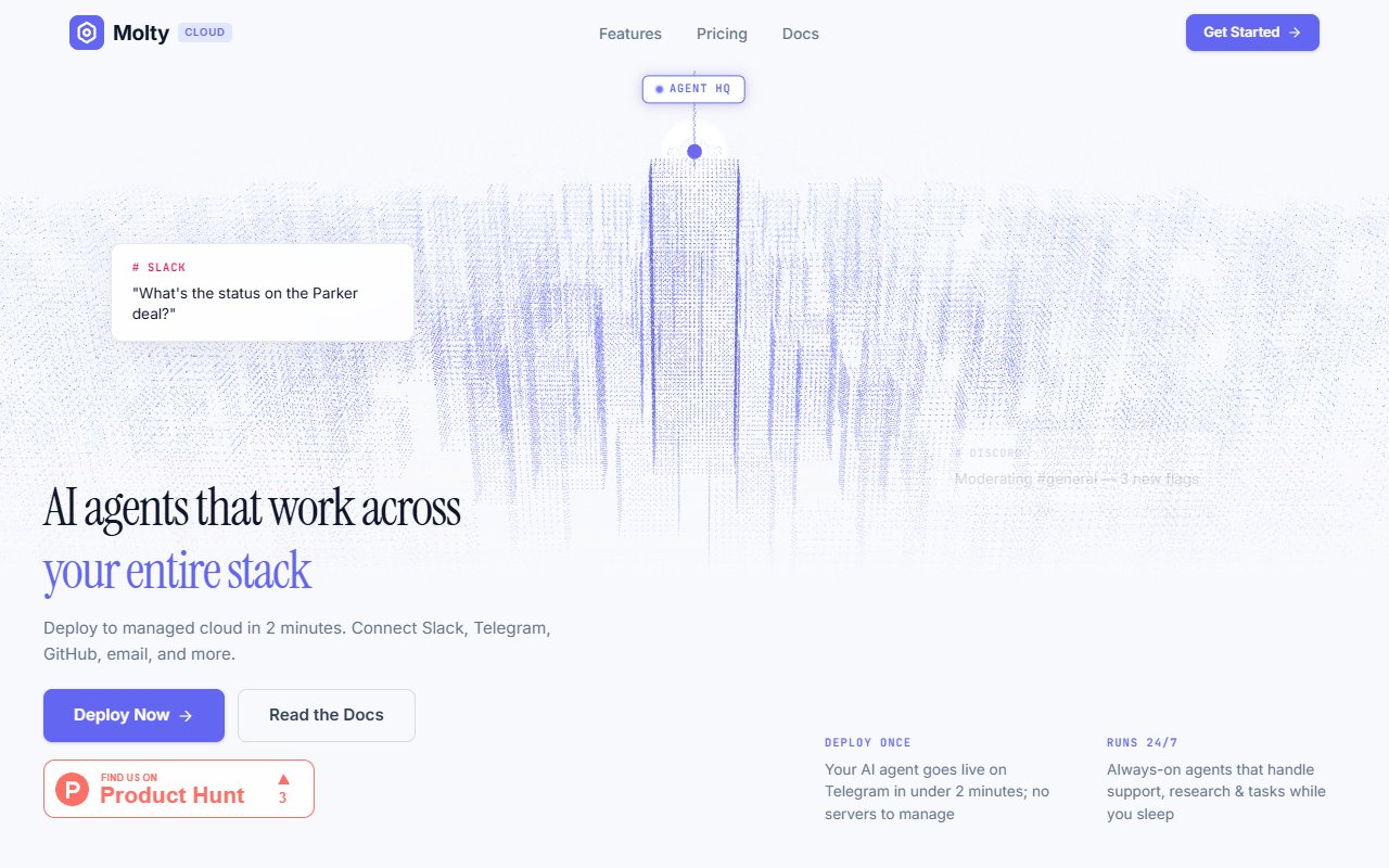 Molty Hosting tool screenshot — openclaw.ai