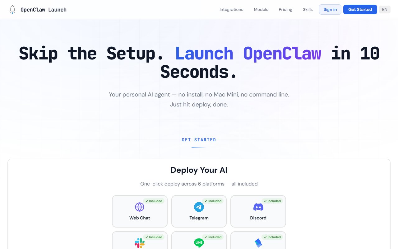 OpenClaw Launch Hosting tool screenshot — openclaw.ai