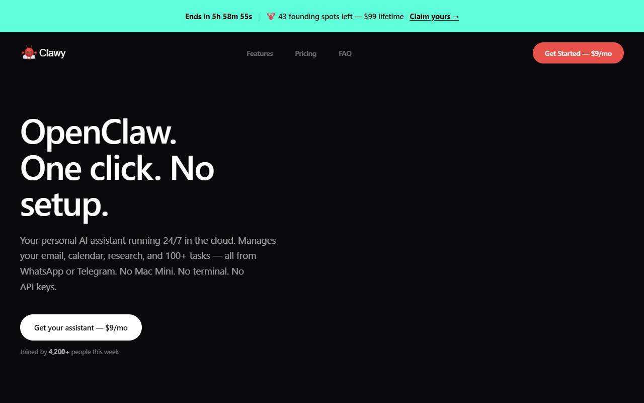 OpenClawy Hosting tool screenshot — openclaw.ai