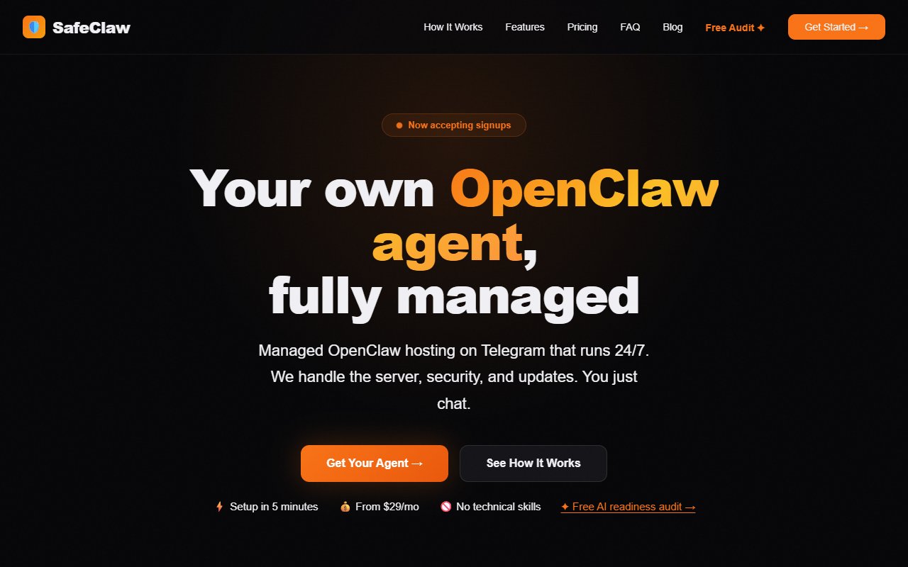 SafeClaw Hosting tool screenshot — openclaw.ai