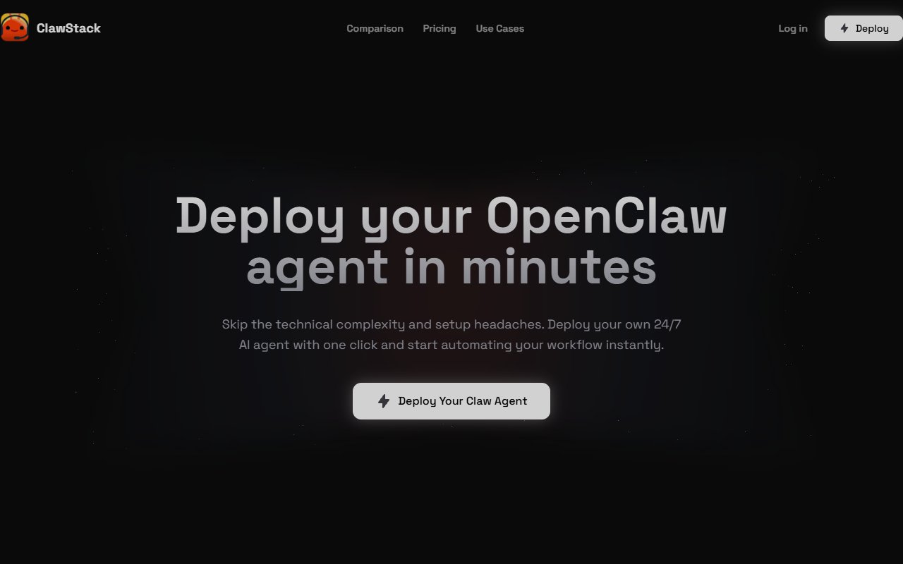 ClawStack Hosting tool screenshot — openclaw.ai