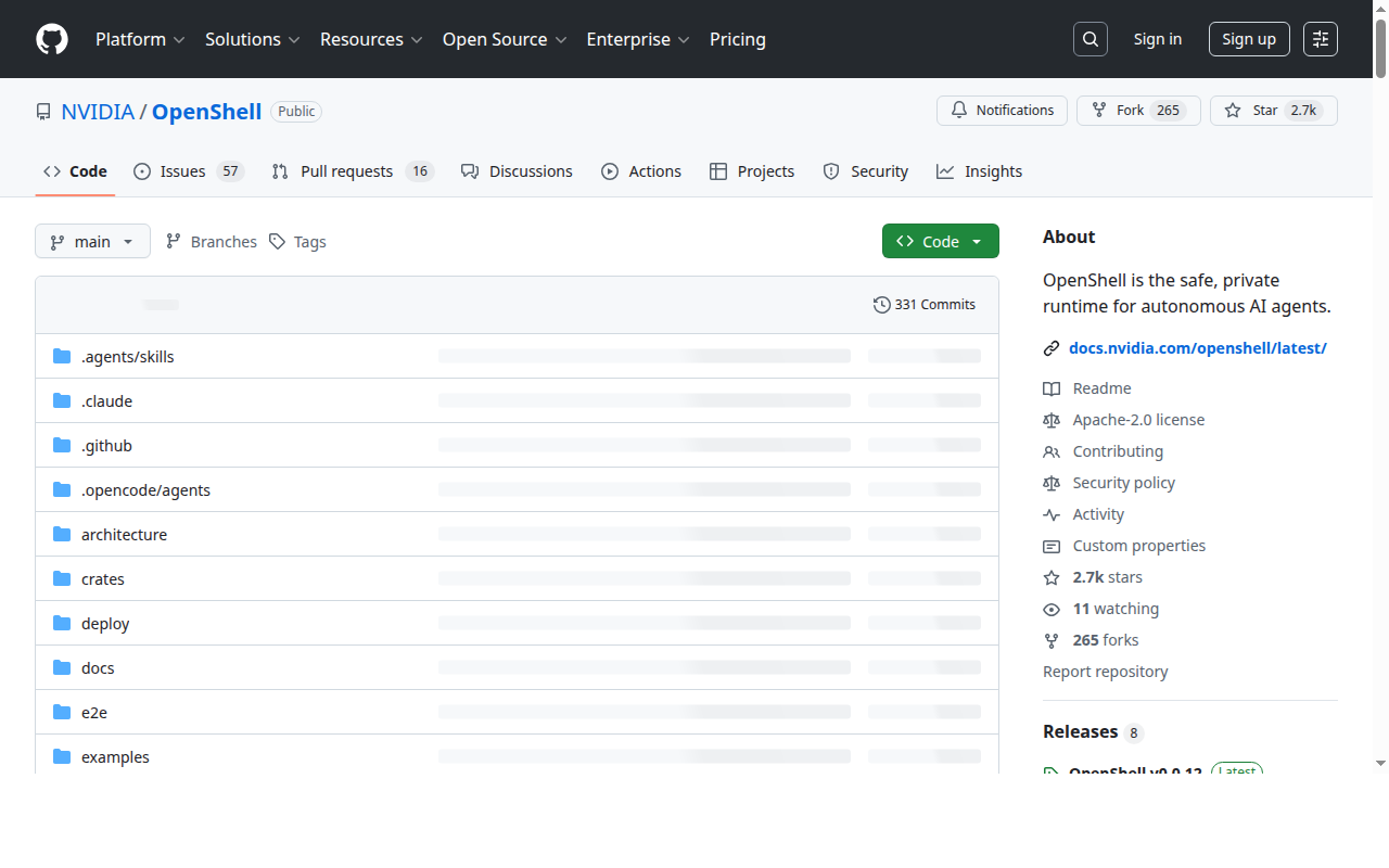 OpenShell Infrastructure tool screenshot — openclaw.ai