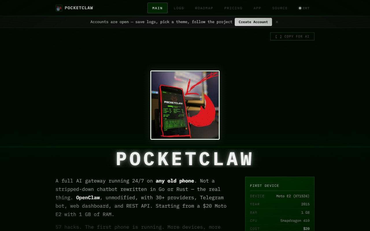 PocketClaw Infrastructure tool screenshot — openclaw.ai