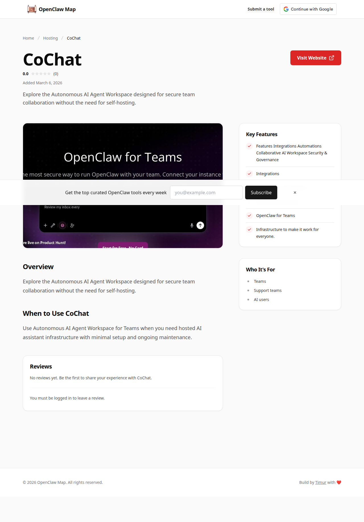 QuickClaw Hosting tool screenshot — openclaw.ai