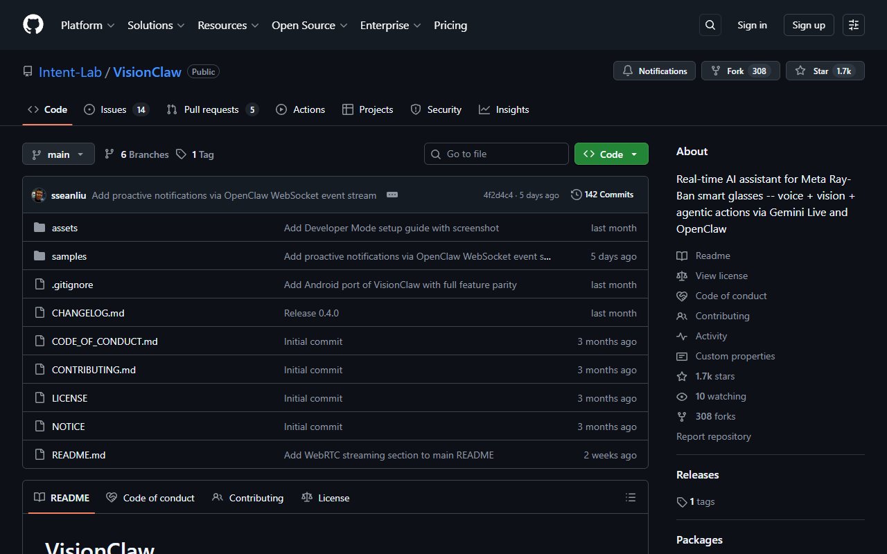 VisionClaw Infrastructure tool screenshot — openclaw.ai